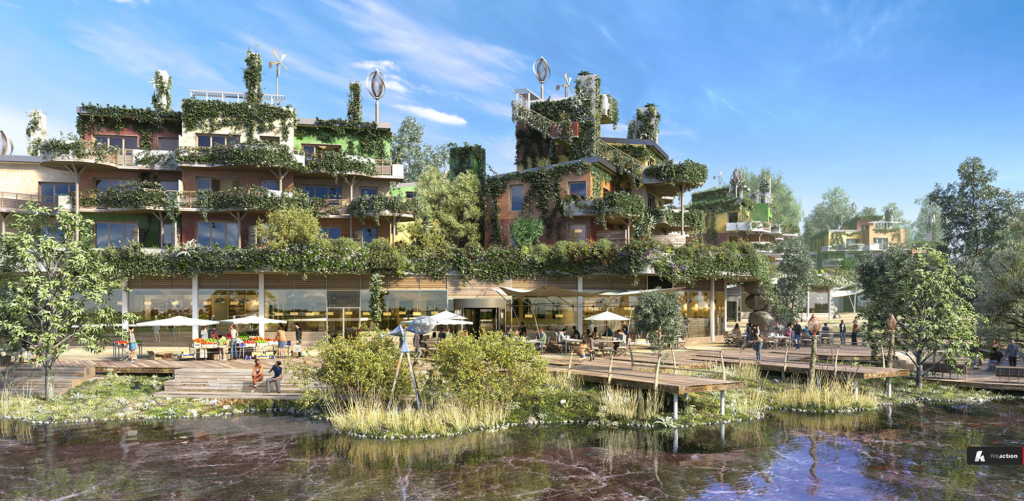 Les Jardins suspendus et la Promenade du lac © T. Huau Interscène - Jean de Gastines Architectes